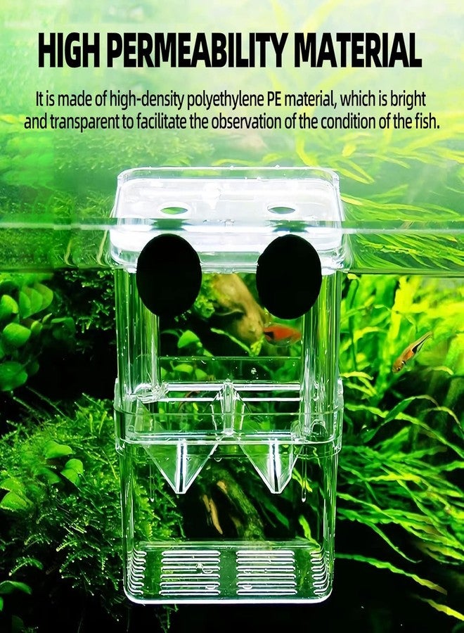 حوض أسماك VAYINATO (كبير) صندوق تربية مزدوج الطبقات لأسماك الجوبي مع أكواب شفط - 13×10×7 سم | حوض عزل وتربية شفاف للأسماك، وصغار الأسماك، وأسماك البيتا | متين وآمن وسهل الاستخدام - Image 2